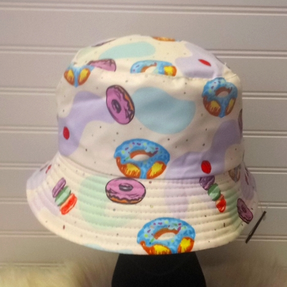 Donuts & Macaroons Multicolored Reversible Cotton Bucket Hat - Picture 11 of 11